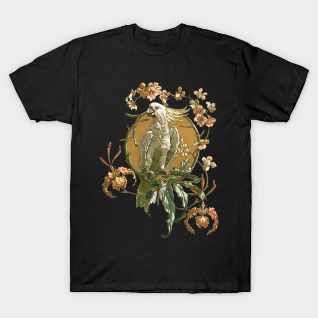 Vintage Cockatoo Bird with Orchids T-Shirt by MasterpieceCafe